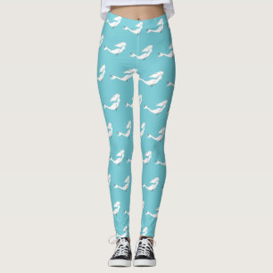 Underwater white mermaids design Thunder_Cove Leggings