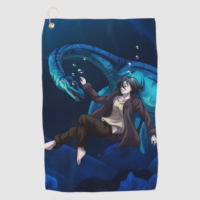 Underwater with a Plesiosaurus Golf Towel (Front)