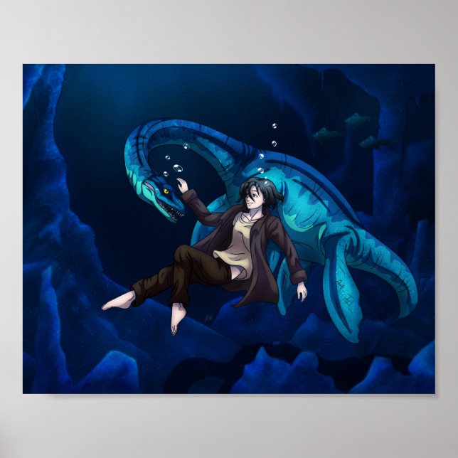 Underwater with a Plesiosaurus Poster (Front)