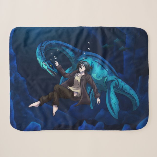 Underwater with a Plesiosaurus Sherpa Blanket (Front (Horizontal))