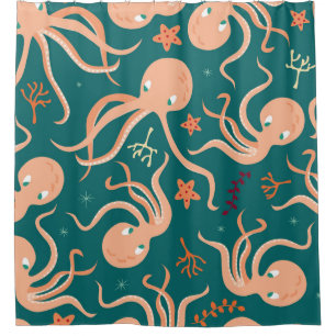 Underwater Wonders: Octopus Starfish Dance Shower Curtain
