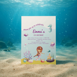Underwater World, Mermaid Birthday  Invitation