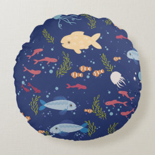 Underwater world round cushion