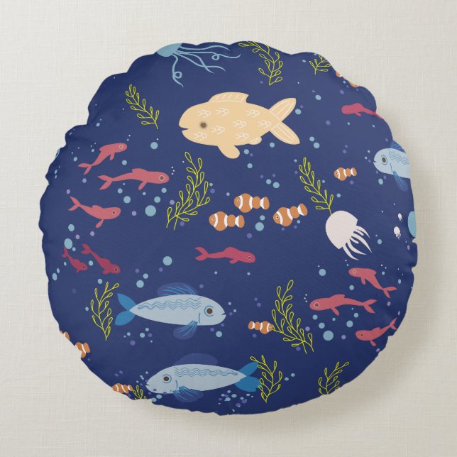 Underwater world round cushion (Front)