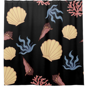 Underwater world seamless pattern in vintage. anim shower curtain