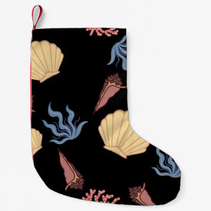 Underwater world seamless pattern in vintage. anim small christmas stocking