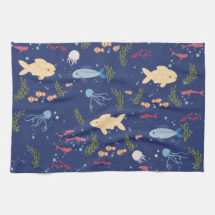 Underwater world tea towel