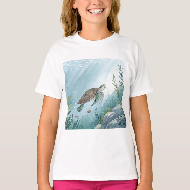 Underwater world with turtle T-Shirt (Front)