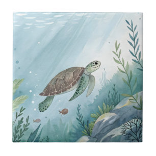 Underwater world with turtle tile
