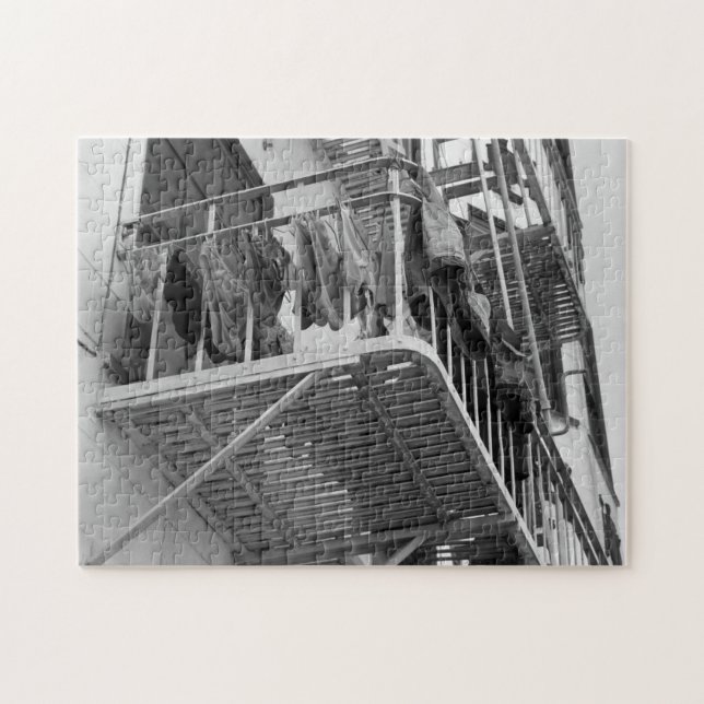 Underwear Out To Dry Humour Black and White Photo Jigsaw Puzzle (Horizontal)