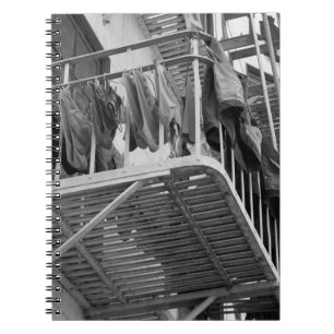Underwear Out To Dry Humour Black and White Photo Spiral Notebook