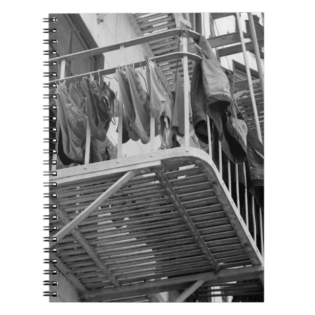 Underwear Out To Dry Humour Black and White Photo Spiral Notebook (Front)