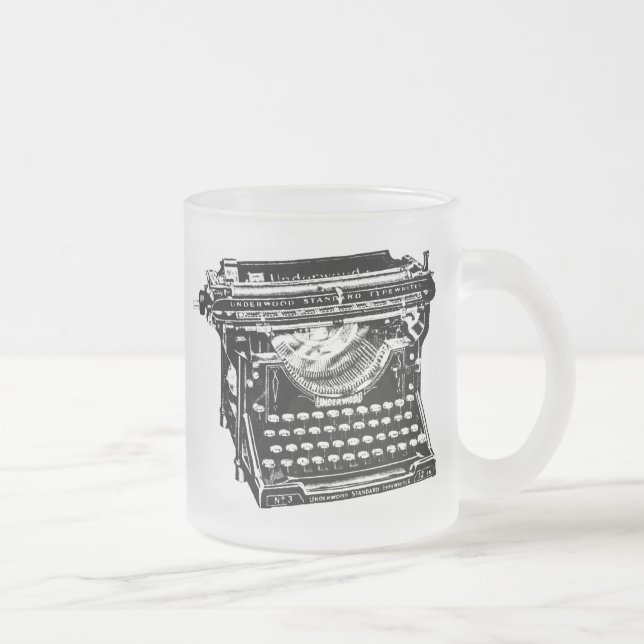 Underwood Typewriter Writer Frosted Glass Coffee Mug (Right)