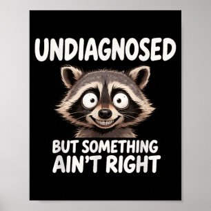 Undiagnosed But Soing Ain't Right Funny Raccoon Me Poster