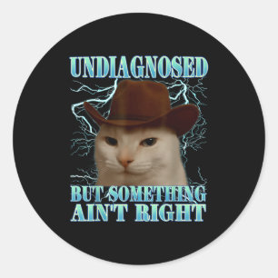 Undiagnosed But Soing Ain't Right Funny Silly Cat  Classic Round Sticker