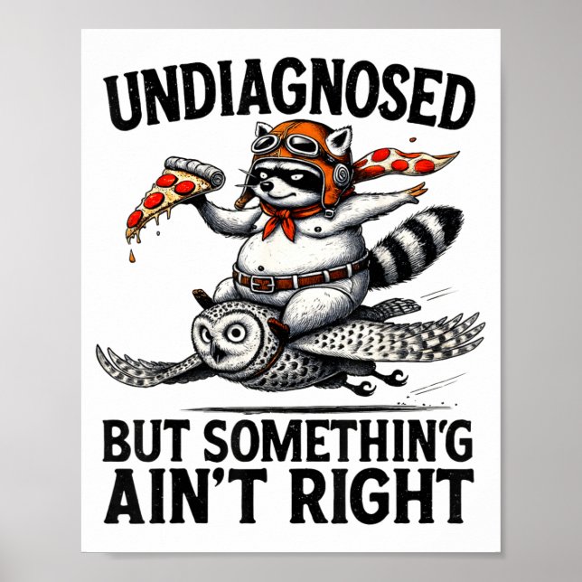 Undiagnosed Soing Aint Right Funny Raccoon Zza Owl Poster (Front)