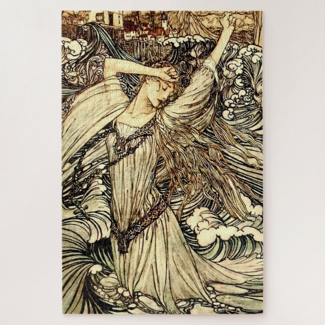 “Undine in the Waves” by Arthur Rackham Jigsaw Puzzle (Vertical)