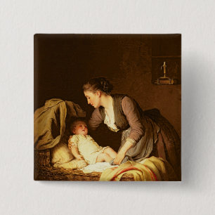 Undressing the Baby, 1880 15 Cm Square Badge