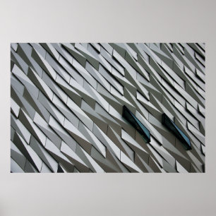 Undulating abstract shapes on a building facade at poster