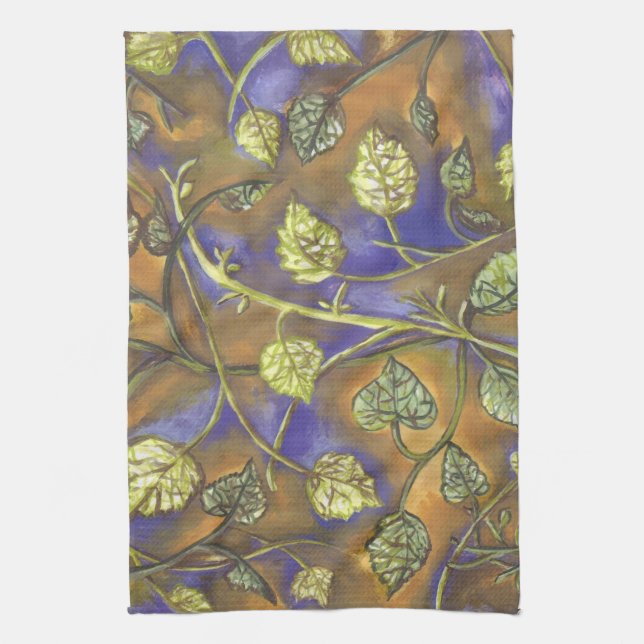 undulating leaves kitchen towel (Vertical)