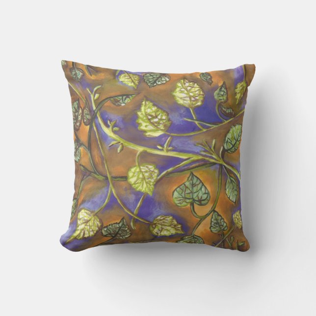 undulating raspberry leaves throw pillow (Front)