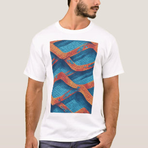 Undulating Tiled Waves: A Vibrant Abstract Pattern T-Shirt