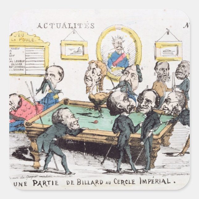 Une Partie de Billard au Cercle Imperial' Square Sticker (Front)