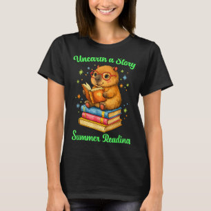 Unearth a story capybara reading books summer T-Shirt