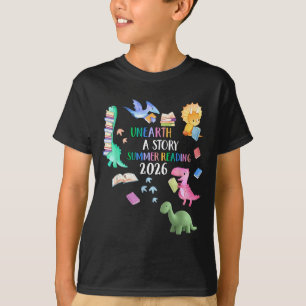 Unearth a Story Dinosaur Book 2026 Summer Reading T-Shirt