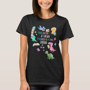 Unearth a Story Dinosaur Book 2026 Summer Reading T-Shirt