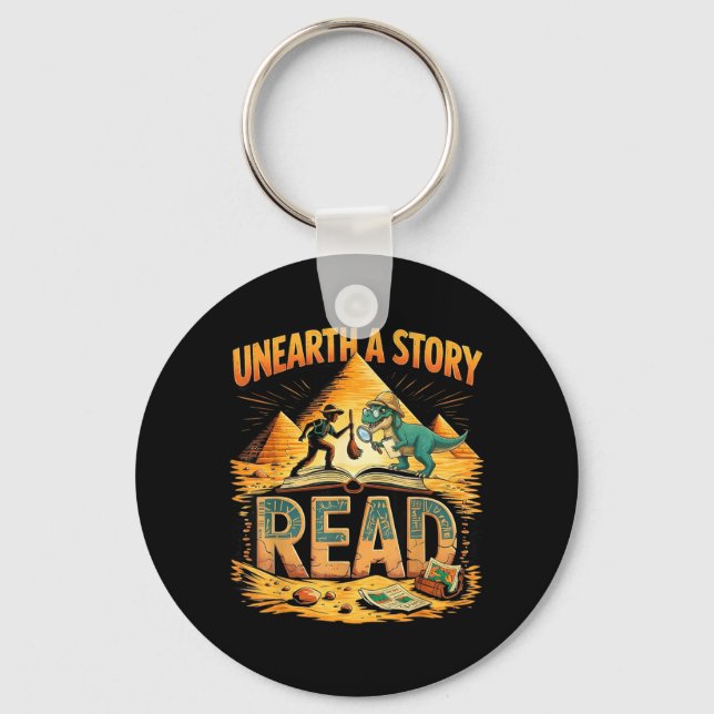 Unearth a Story Read Summer Reading 2026 Funny Key Ring (Front)