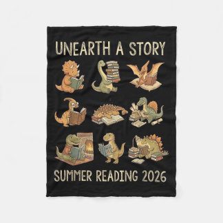Unearth a Story Summer 2026 Dinosaur Reading Books Fleece Blanket