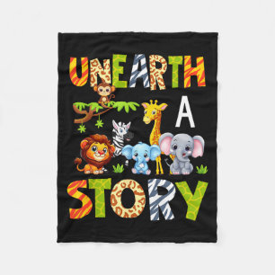 Unearth a story summer 2026 wild animals reading fleece blanket