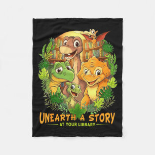 Unearth a Story Summer Reading 2026 Dinosaurs Kid Fleece Blanket