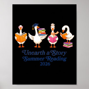 Unearth a Story Summer Reading 2026 Men Women Kids Poster