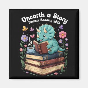 Unearth a Story Summer Reading 2026 Triceratops Magnet