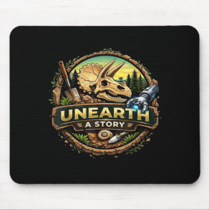 Unearth a Story Summer Reading 2026 Triceratops Mouse Pad