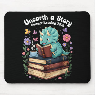 Unearth a Story Summer Reading 2026 Triceratops Mouse Pad