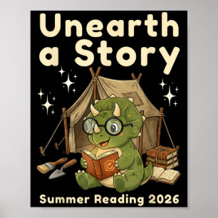 Unearth a story summer reading 2026 triceratops poster