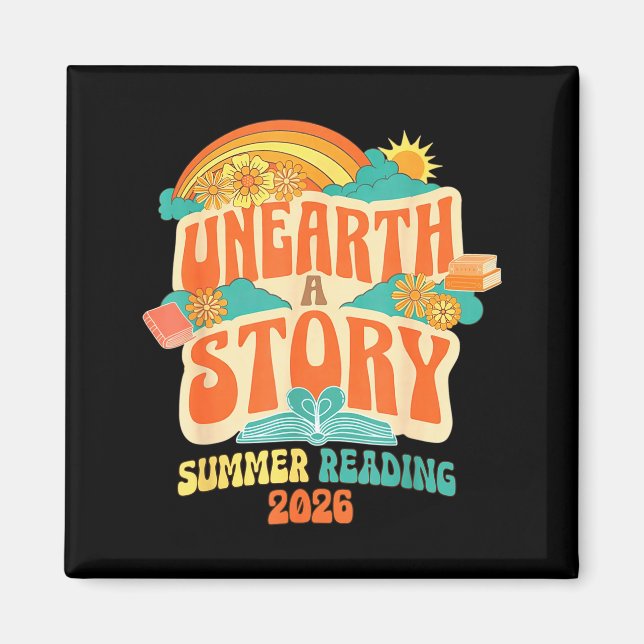 Unearth a story summer reading program 2026 boho magnet (Front)