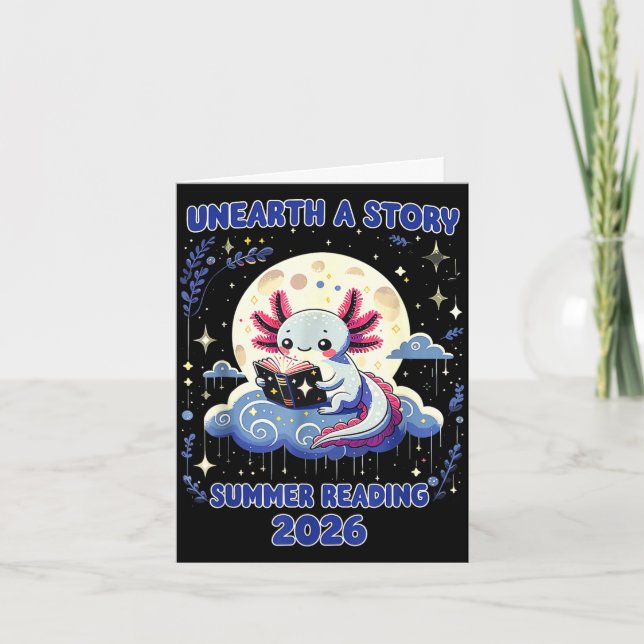 Unearth a story summer reading program 2026 funny card (Front)