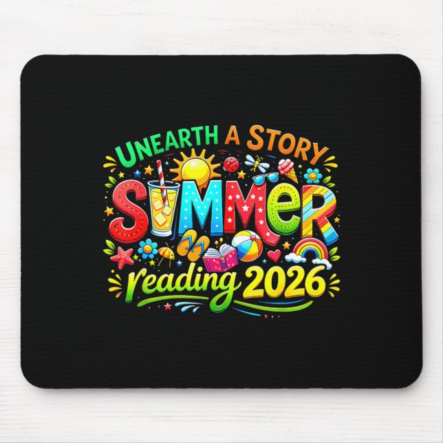 Unearth A Story Summer Reading Program 2026 Men Mouse Pad (Front)