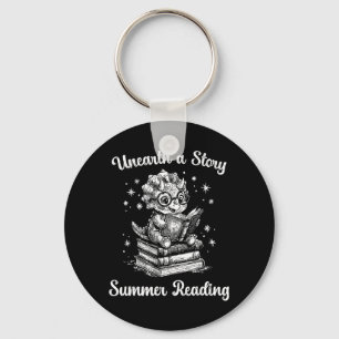 Unearth a Story Triceratops Dinosaur Reading Books Key Ring