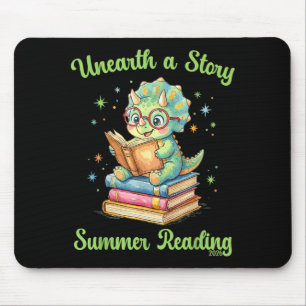 Unearth a story triceratops dinosaur reading books mouse pad