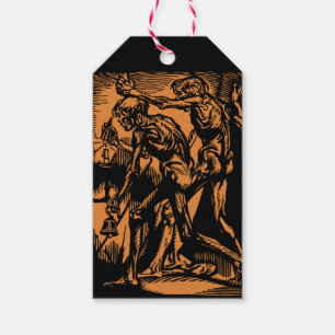 Unearthed Horrors of Dead Miners for Halloween Gift Tags