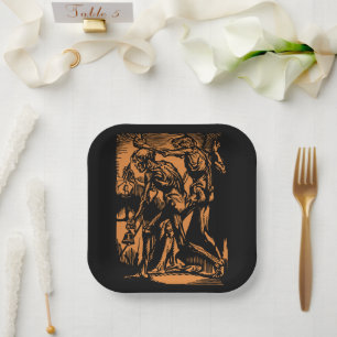 Unearthed Horrors of Dead Miners for Halloween Paper Plate