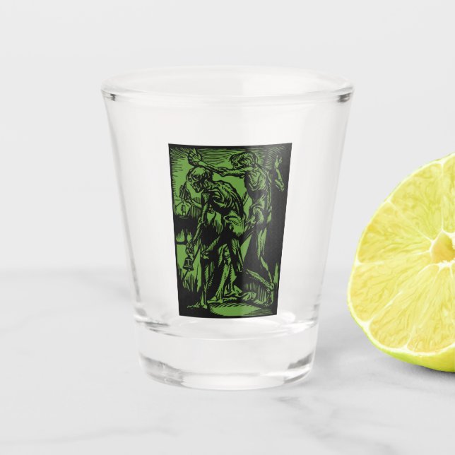 Unearthed Horrors of Dead Miners for Halloween Shot Glass (Front)
