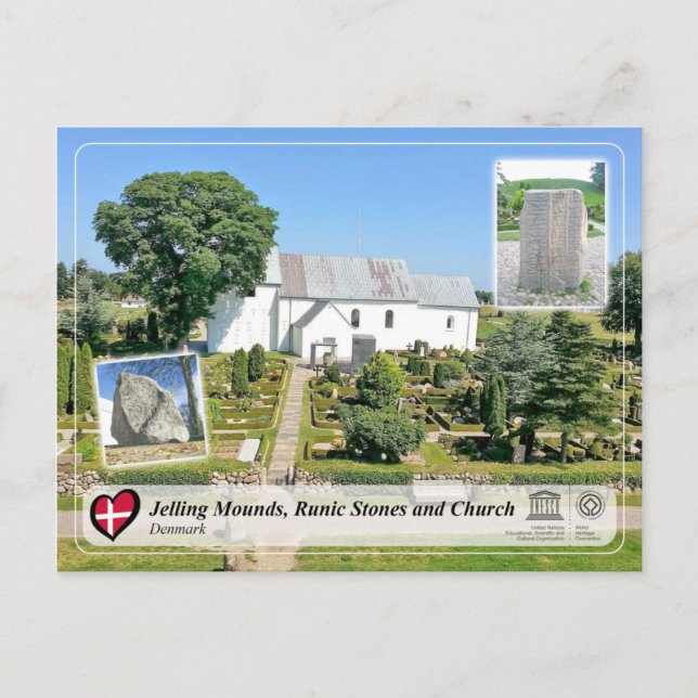 UNESCO - Jelling Mounds, Runic Stones and Church Postcard (Front)