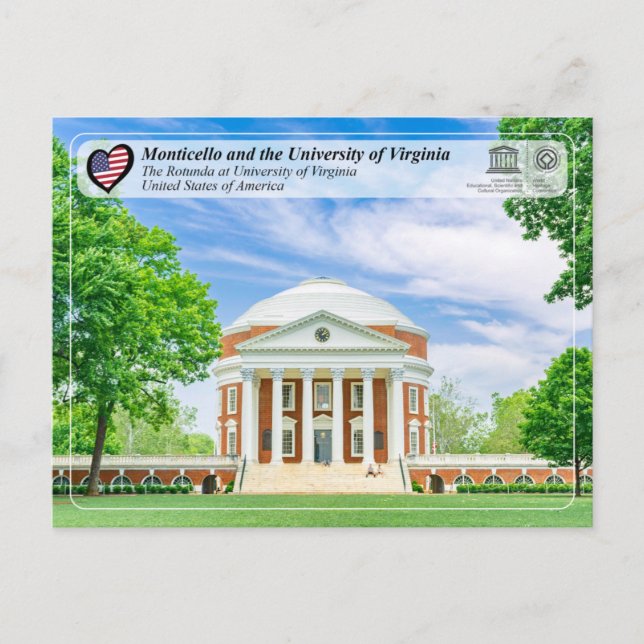 UNESCO - University of Virginia in Charlottesville Postcard (Front)