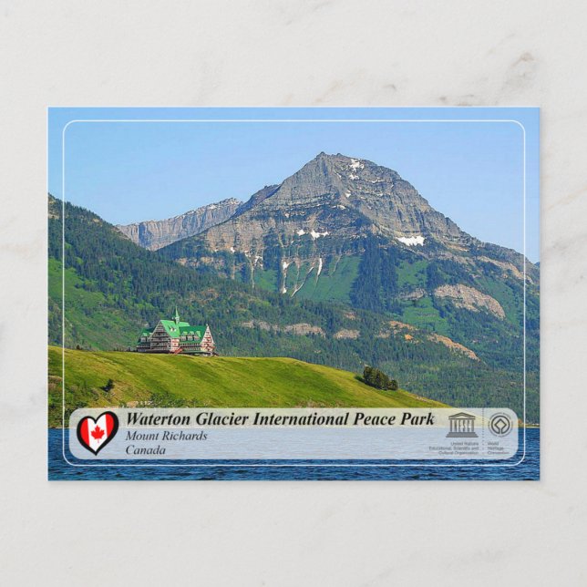 UNESCO - Waterton Glacier International Peace Park Postcard (Front)